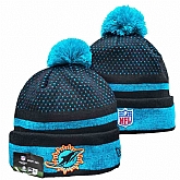 Dolphins Team Logo Black and Aque Pom Cuffed Knit Hat YD,baseball caps,new era cap wholesale,wholesale hats